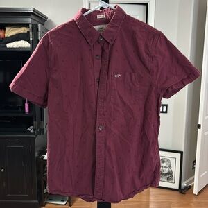 Hollister Red Casual Button Down Shirt Short Sleeve